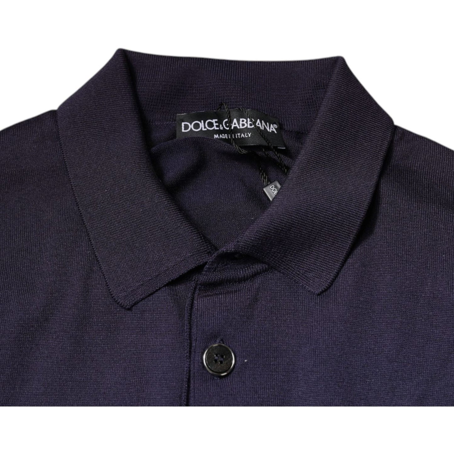 Dolce & Gabbana Blue Silk Collared Short Sleeves Polo T-shirt TSH87778-48
