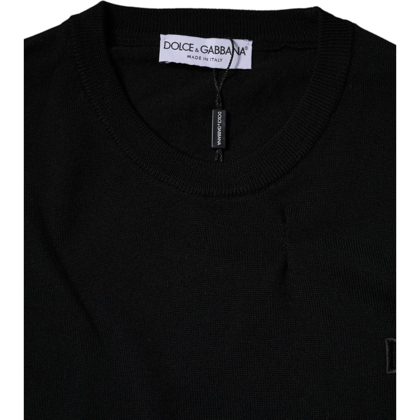 Dolce & Gabbana Black Logo Wool Crew Neck Pullover Sweater TSH87790-54