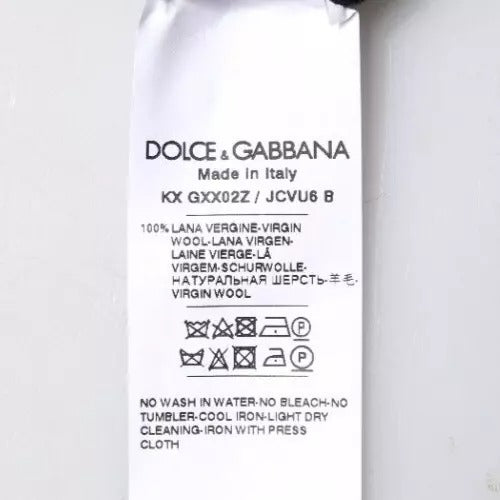 Dolce & Gabbana Black Logo Wool Crew Neck Pullover Sweater TSH87790-54