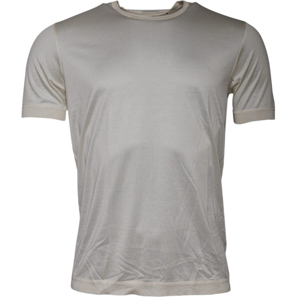 Dolce & Gabbana Off White Silk Crew Neck Short Sleeve T-shirt TSH87810-48