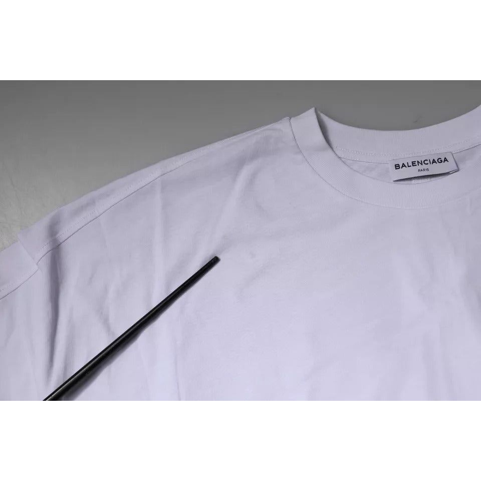 Balenciaga White Logo Cotton Crew Neck Short Sleeves T-shirt TSH878475-L