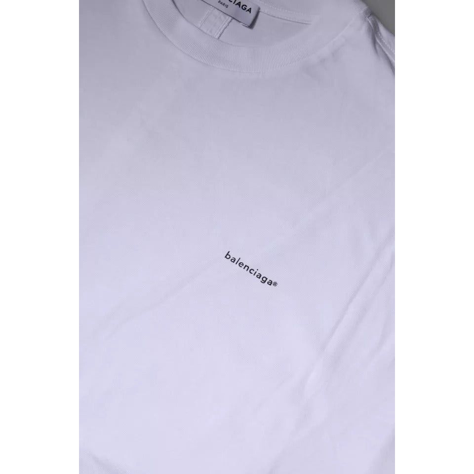 Balenciaga White Logo Cotton Crew Neck Short Sleeves T-shirt TSH878475-L