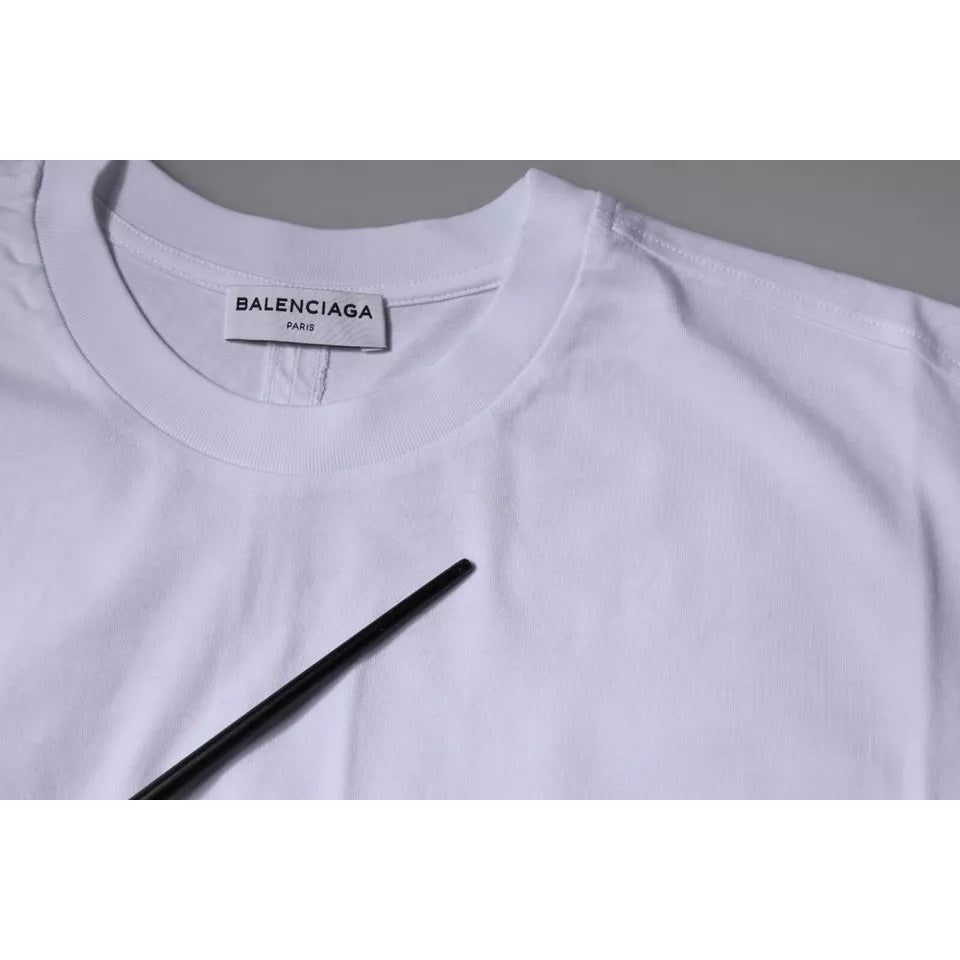 Balenciaga White Logo Cotton Jersey Crew Neck Short Sleeves T-shirt TSH878479-xs
