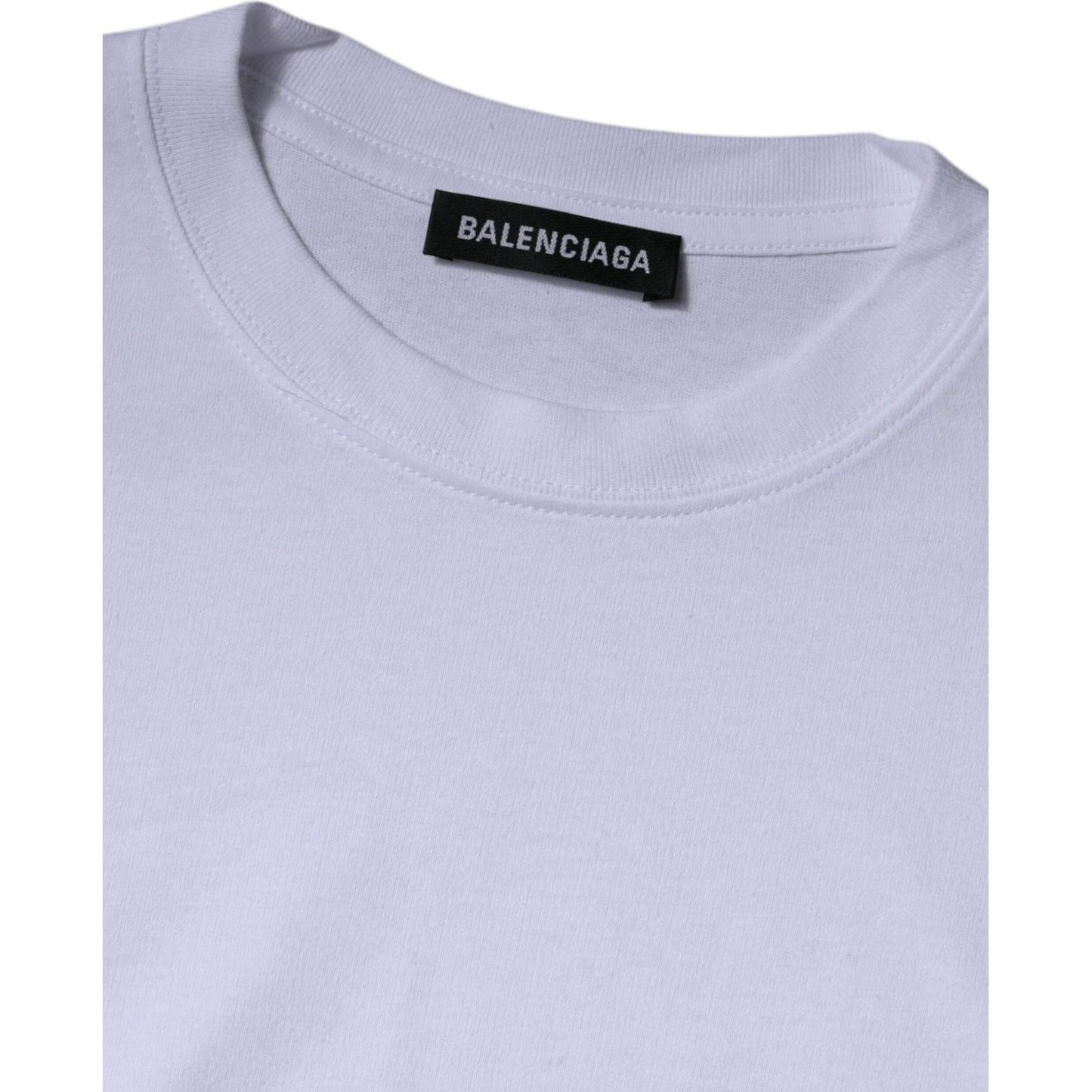 Balenciaga White Logo Cotton Jersey Crew Neck Short Sleeves T-shirt TSH878480-M