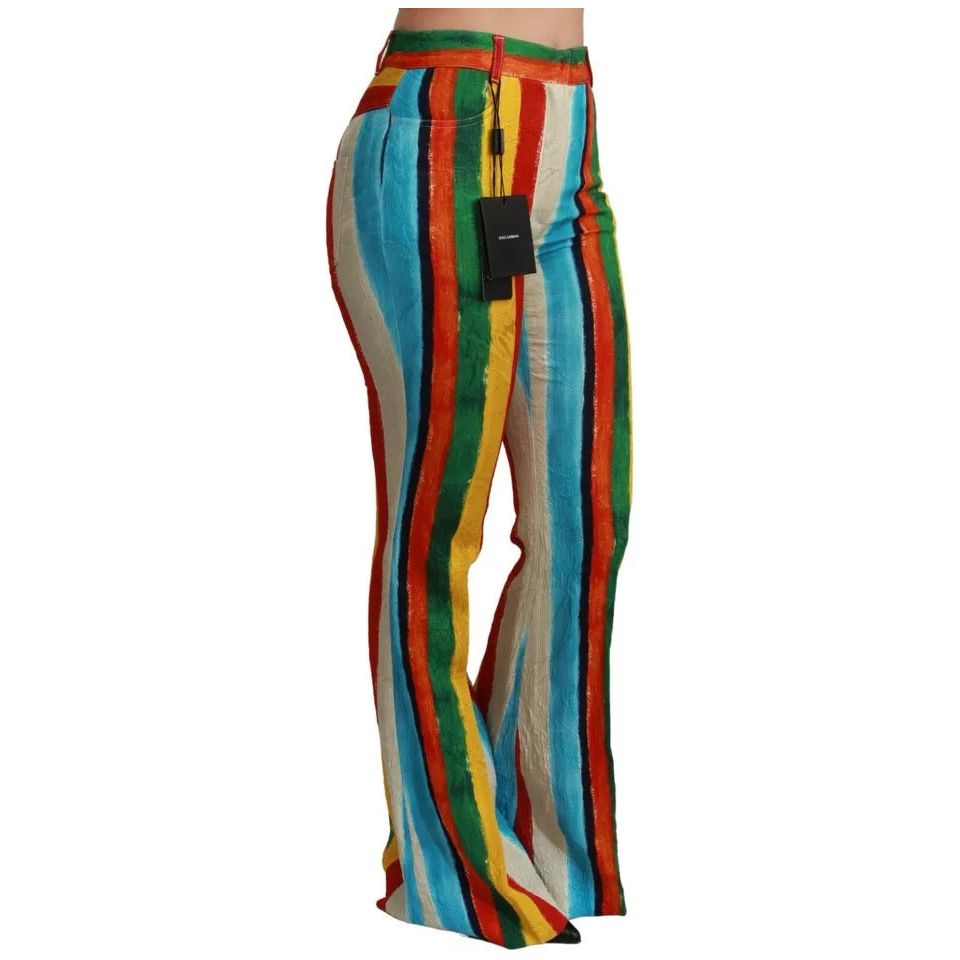 Dolce & Gabbana Multicolor Flared Riga Pittorica Pants PAN71053-40