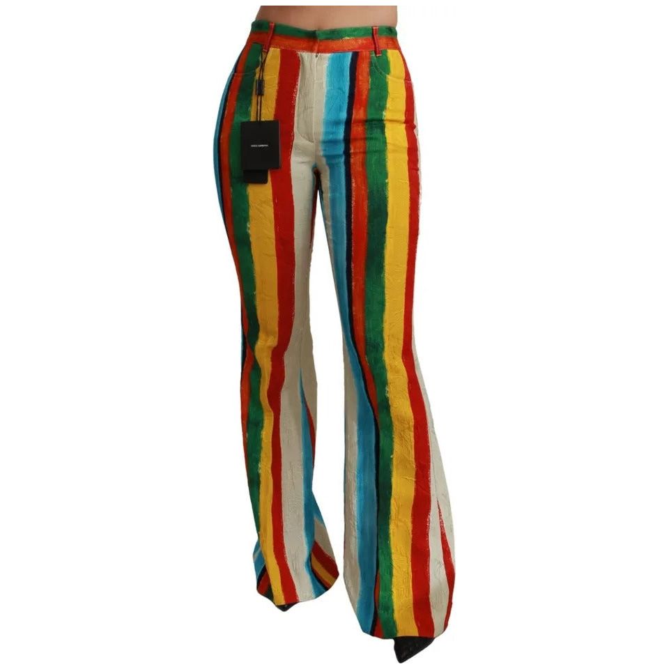 Dolce & Gabbana Multicolor Flared Riga Pittorica Pants PAN71053-40