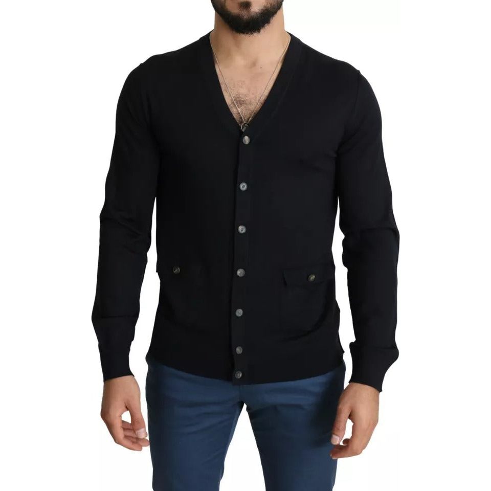 Dolce & Gabbana Black Wool Button Down Men Cardigan Sweater TSH5442-44
