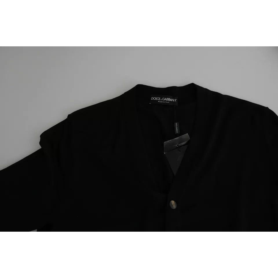 Dolce & Gabbana Black Wool Button Down Men Cardigan Sweater TSH5442-44