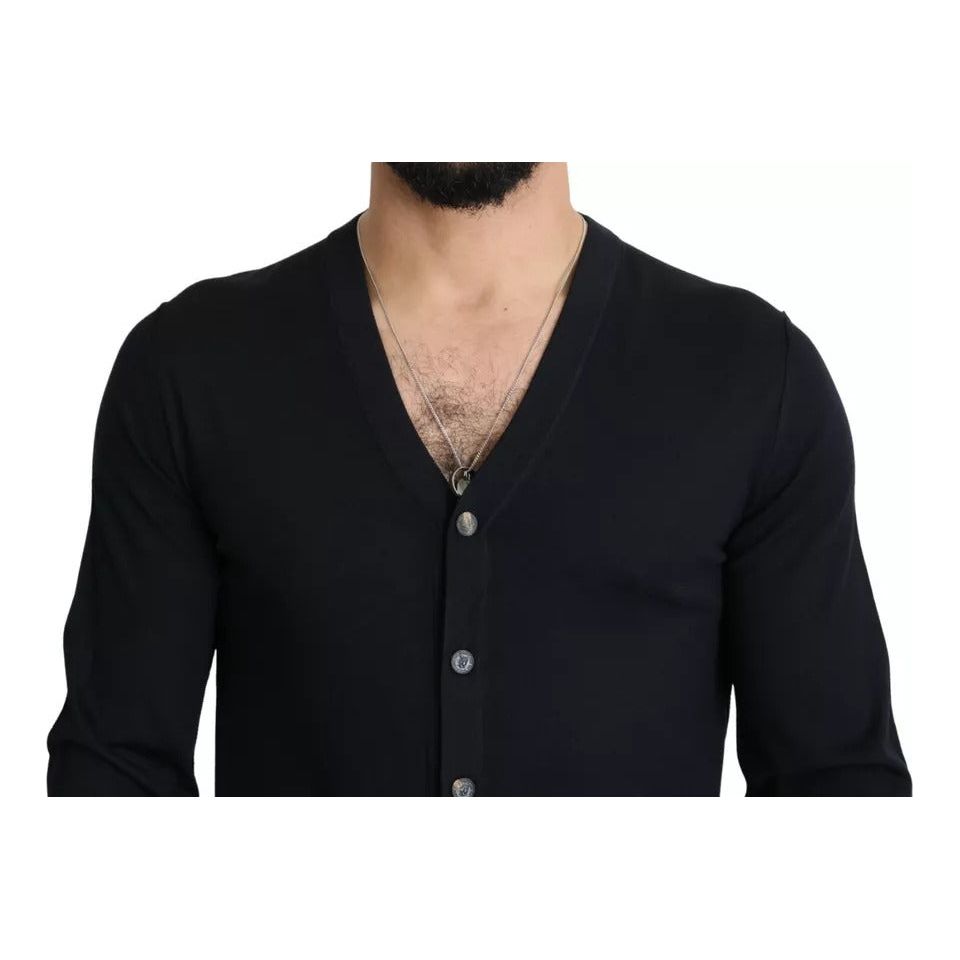 Dolce & Gabbana Black Wool Button Down Men Cardigan Sweater TSH5442-44