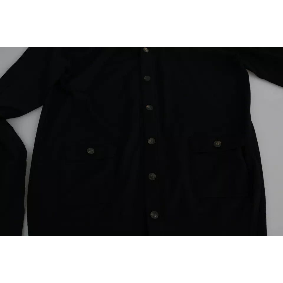 Dolce & Gabbana Black Wool Button Down Men Cardigan Sweater TSH5442-44