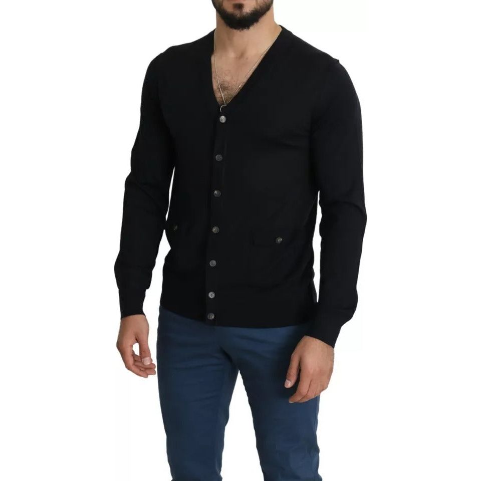 Dolce & Gabbana Black Wool Button Down Men Cardigan Sweater TSH5442-44