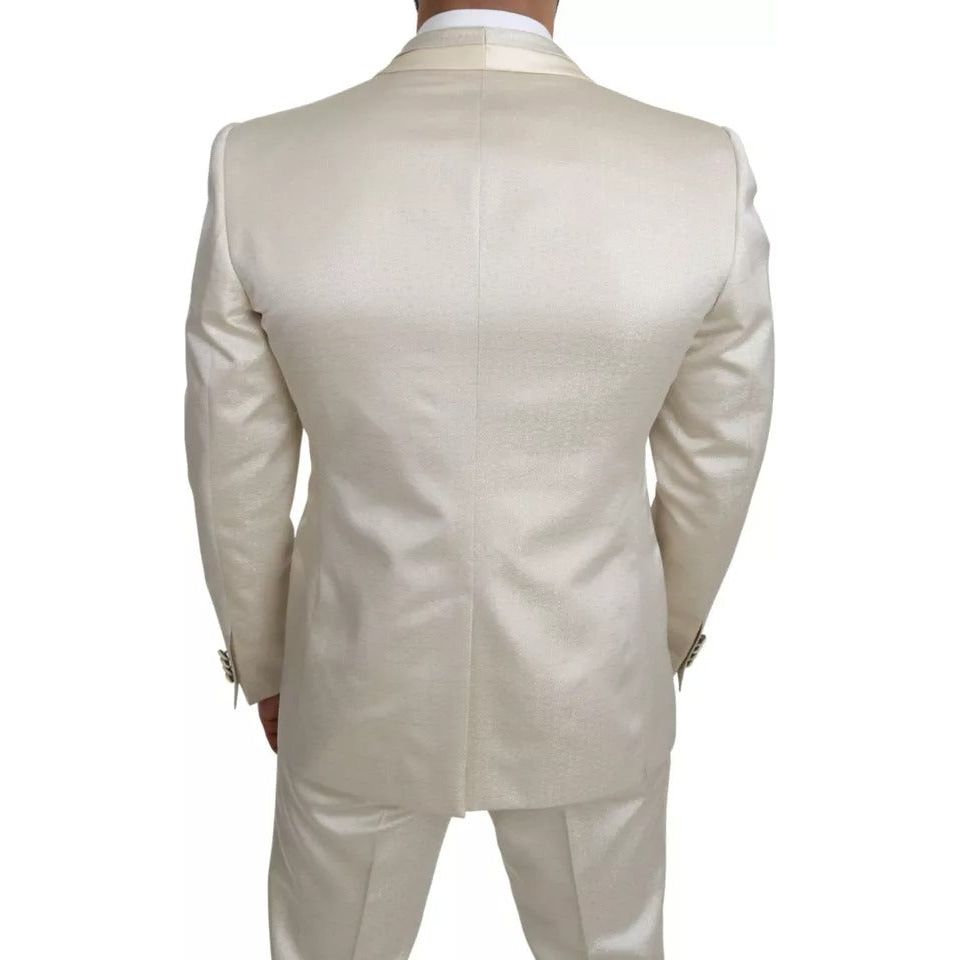 Dolce & Gabbana Beige Wool Crème 3 Piece SICILIA Shawl Suit KOS1801-44