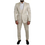 Dolce & Gabbana Beige Wool Crème 3 Piece SICILIA Shawl Suit KOS1801-44