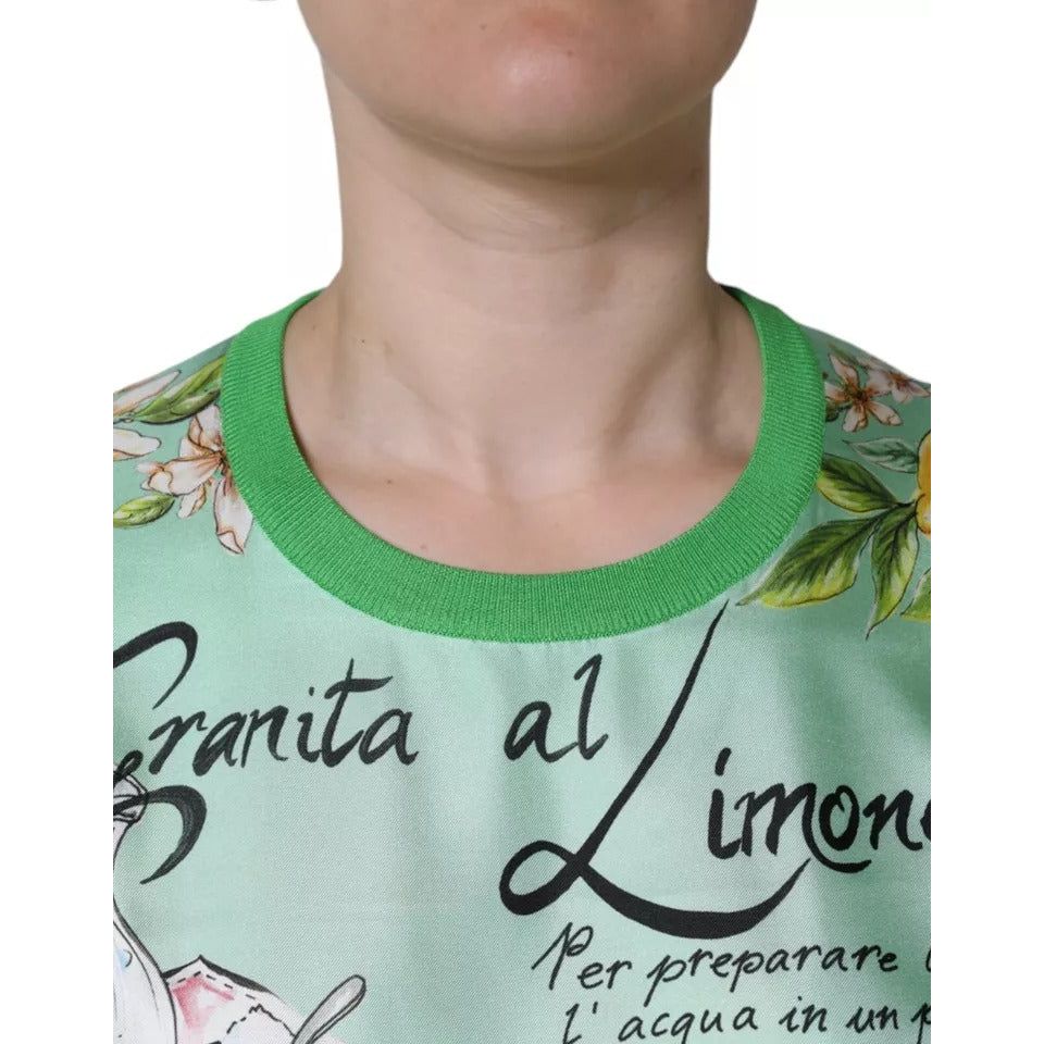 Dolce & Gabbana Green Silk Granita Al Limone Long Sleeves Sweater TSH86573-36