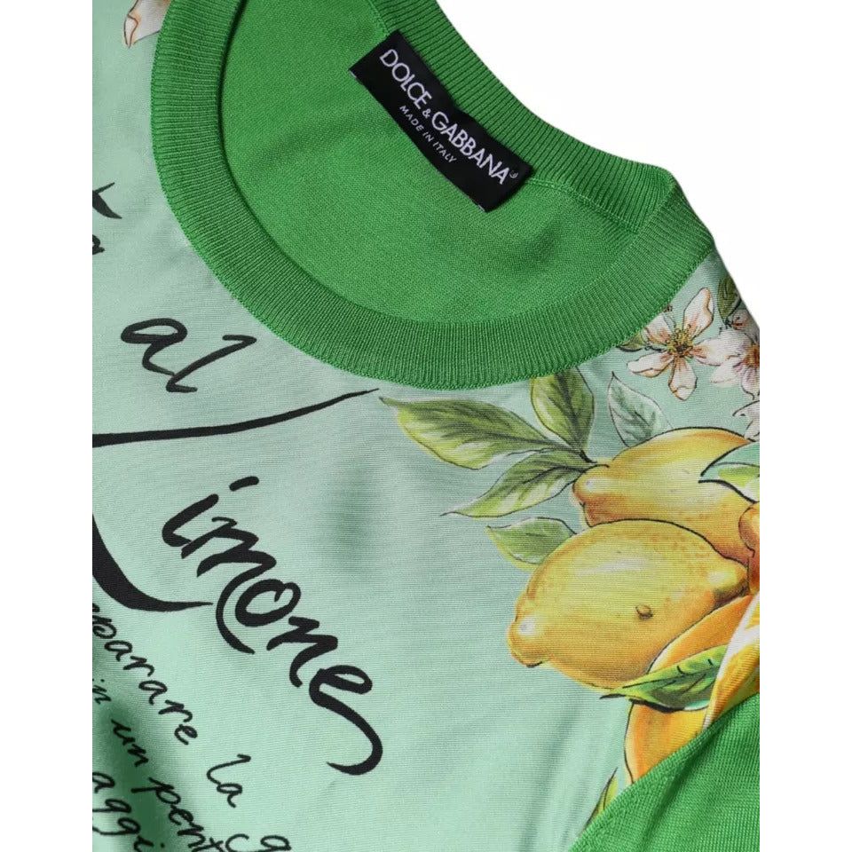 Dolce & Gabbana Green Silk Granita Al Limone Long Sleeves Sweater TSH86573-36