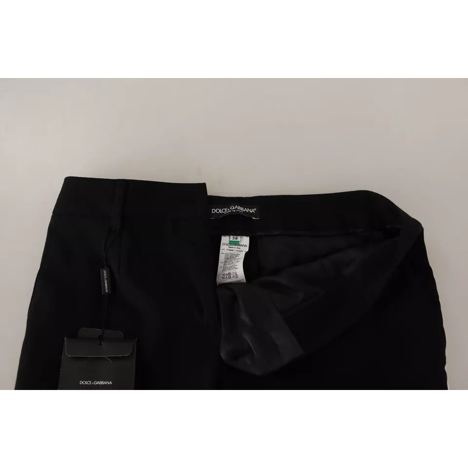 Dolce & Gabbana Black White Stripes Wool Tapered Pants PAN72803-38