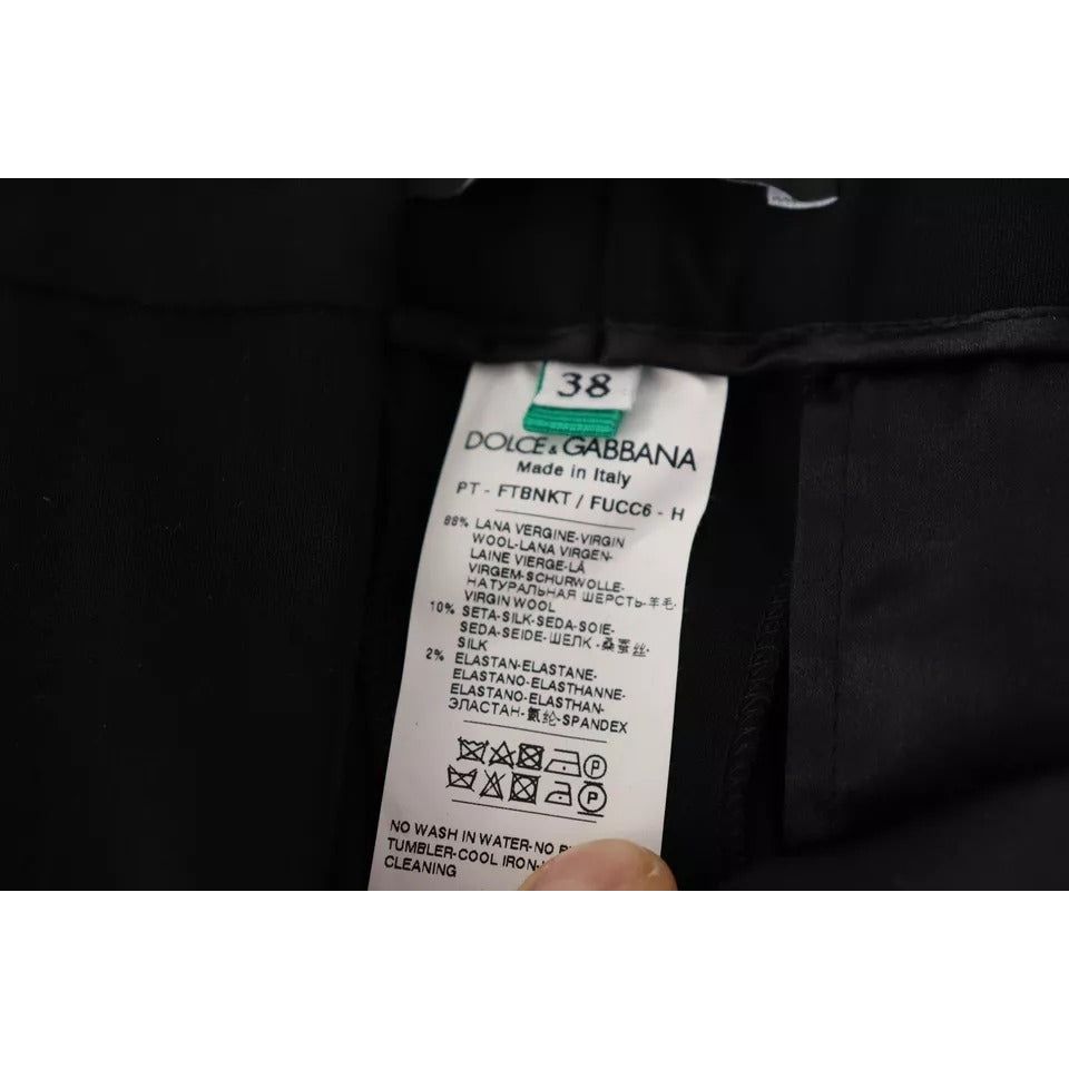 Dolce & Gabbana Black White Stripes Wool Tapered Pants PAN72803-38