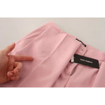 Dolce & Gabbana Pink Wool Mid Waist Tapered Pants