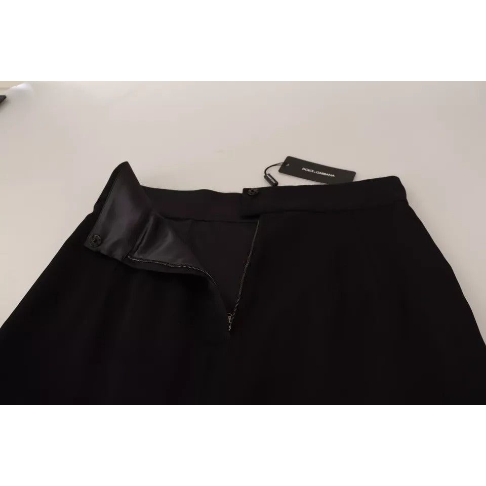 Dolce & Gabbana Black Silk High Waist Mini Pencil Cut Skirt SKI1605-44
