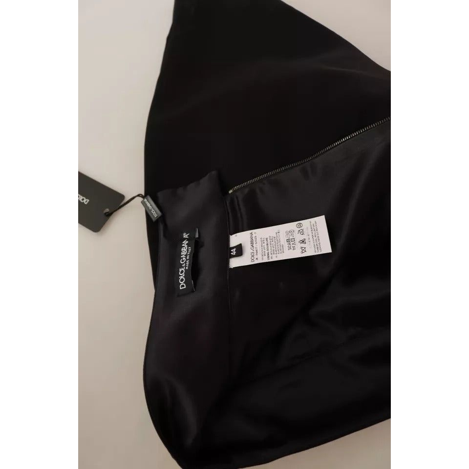 Dolce & Gabbana Black Silk High Waist Mini Pencil Cut Skirt SKI1605-44