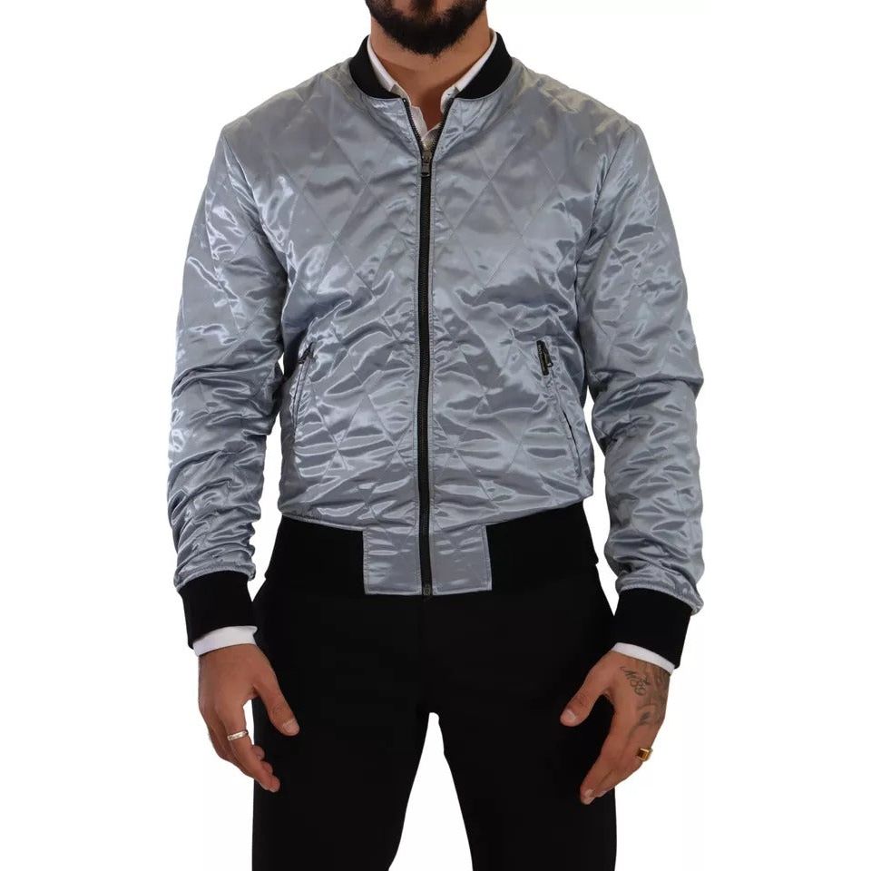 Dolce & Gabbana Light Blue Bomber Coat Men Jacket JKT3304-50