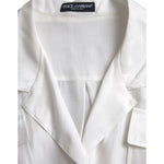 Dolce & Gabbana White Silk Collared 3/4 Sleeves Blouse Top TSH84786-48
