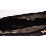 Dolce & Gabbana Black Crystal Lace Booties Stilettos Shoes LA3569-38.5