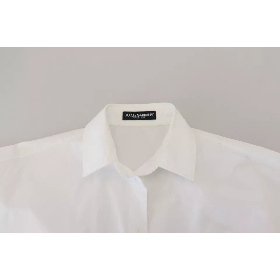 Dolce & Gabbana White Cotton Button Front Short Sleeve Shirt TSH82998-36
