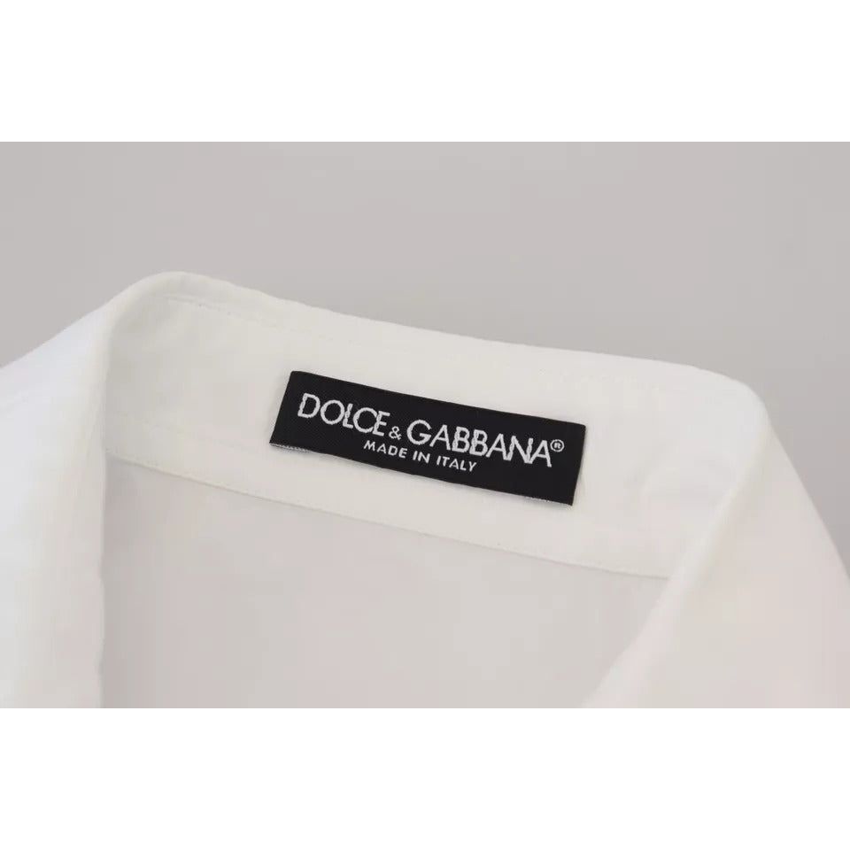 Dolce & Gabbana White Cotton Button Front Short Sleeve Shirt TSH82998-36