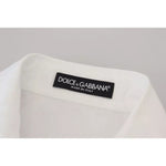 Dolce & Gabbana White Cotton Button Front Short Sleeve Shirt TSH82998-36