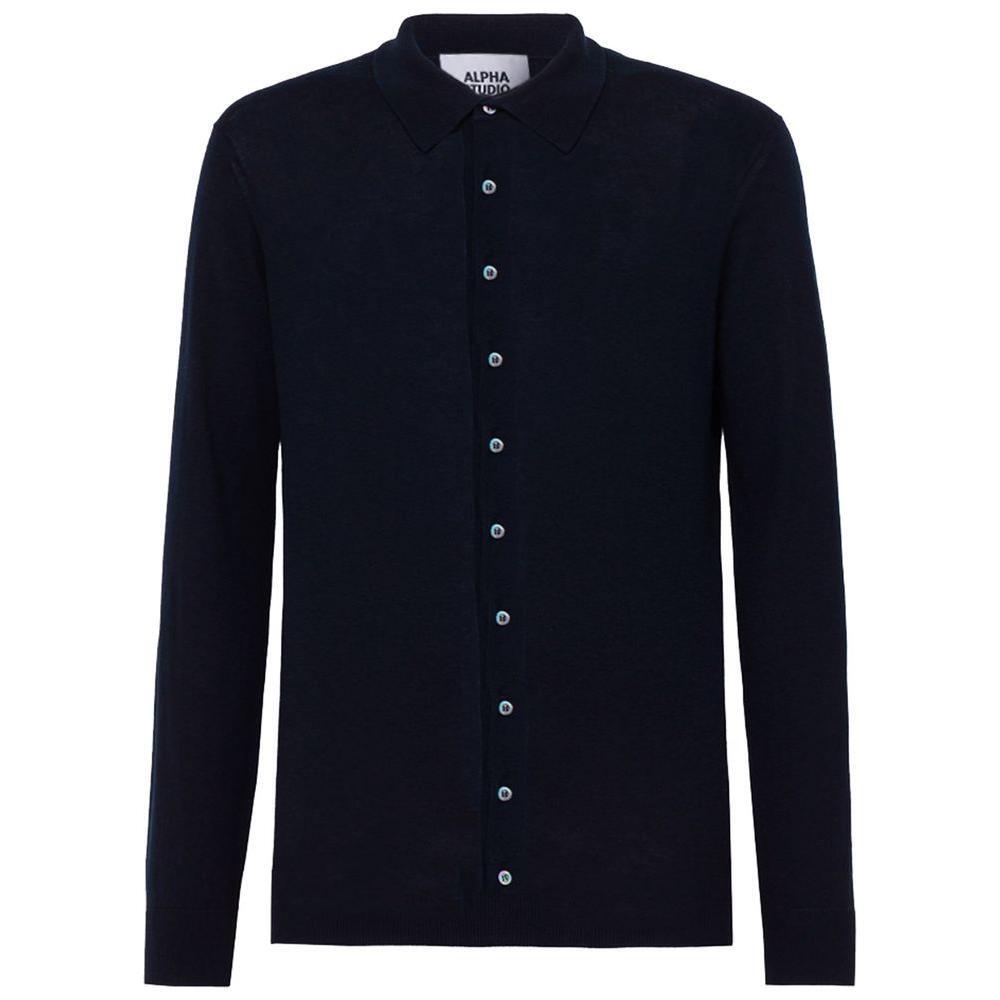 Alpha Studio Blue Cotton Shirt AL-14580-IT46 | S