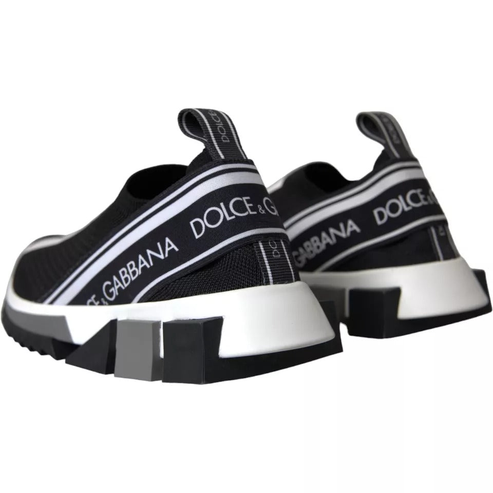 Dolce & Gabbana Black White Slip On Sorrento Sneakers Shoes LA3903-35.5