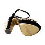 Dolce & Gabbana Black Gold Bianca Faux Pearl Sandals