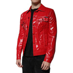 Dolce & Gabbana Red Polyester Button Down Collared Jacket JKT3875-48