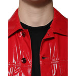 Dolce & Gabbana Red Polyester Button Down Collared Jacket JKT3875-48