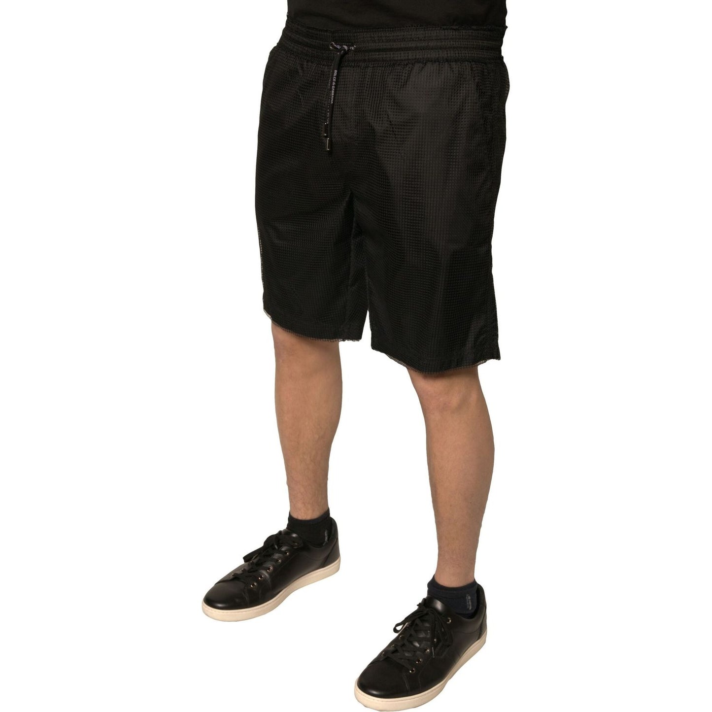 Dolce & Gabbana Black Polyester Jersey Mid Waist Shorts PAN76153-48
