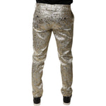 Dolce & Gabbana Gold Floral Jacquard Men Dress Pants