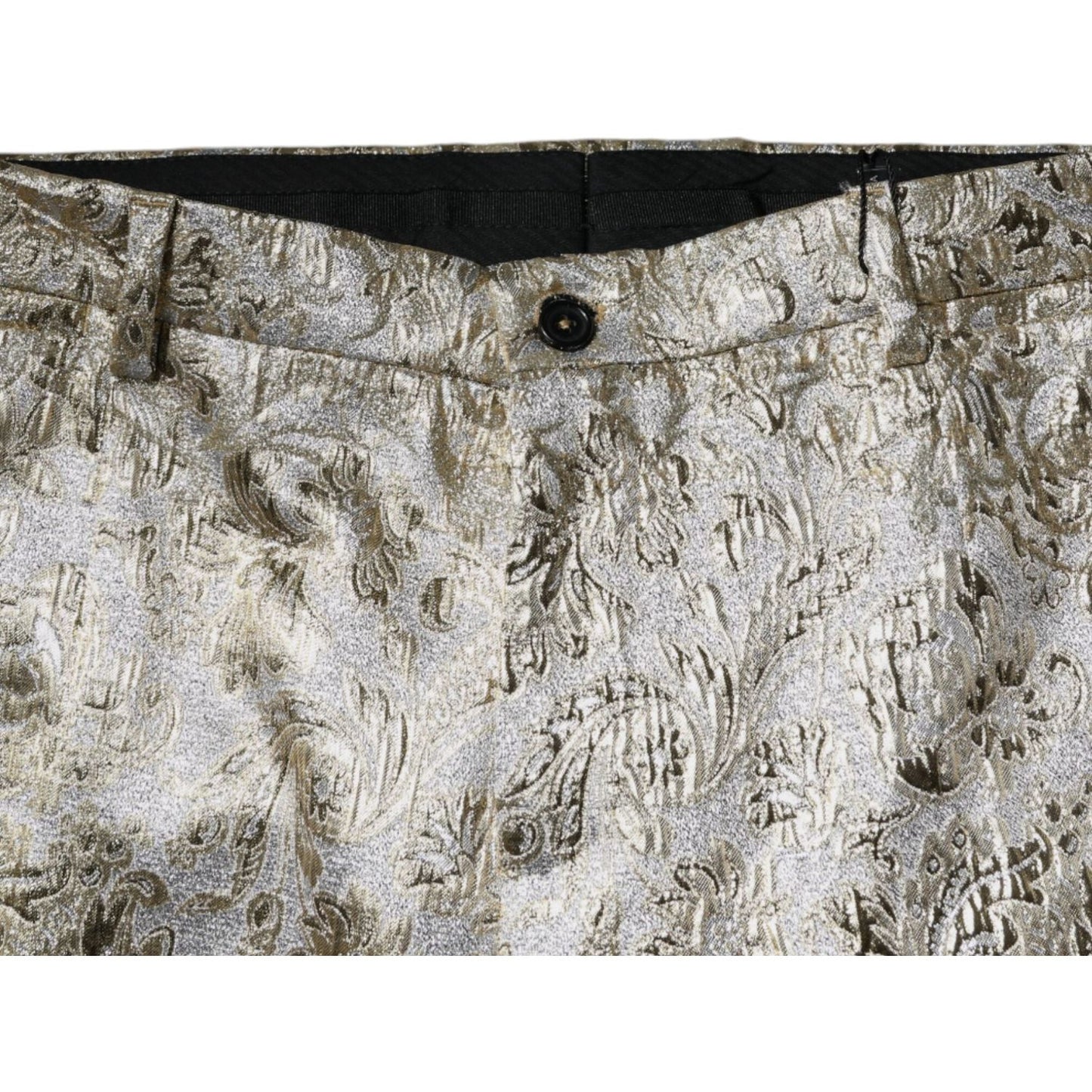 Dolce & Gabbana Gold Floral Jacquard Men Dress Pants