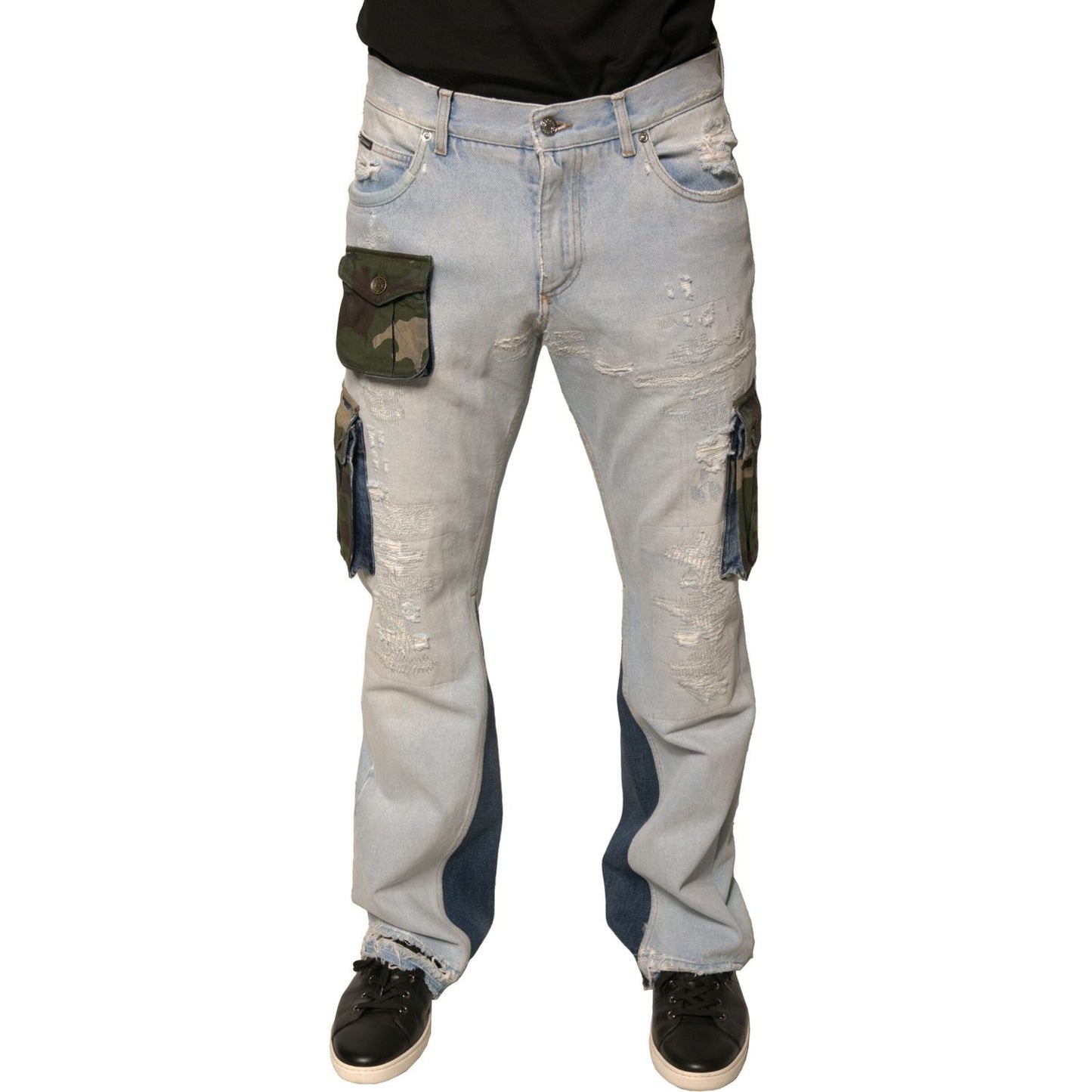 Dolce & Gabbana Light Blue Cotton Cargo Straight Denim Jeans PAN75676-48