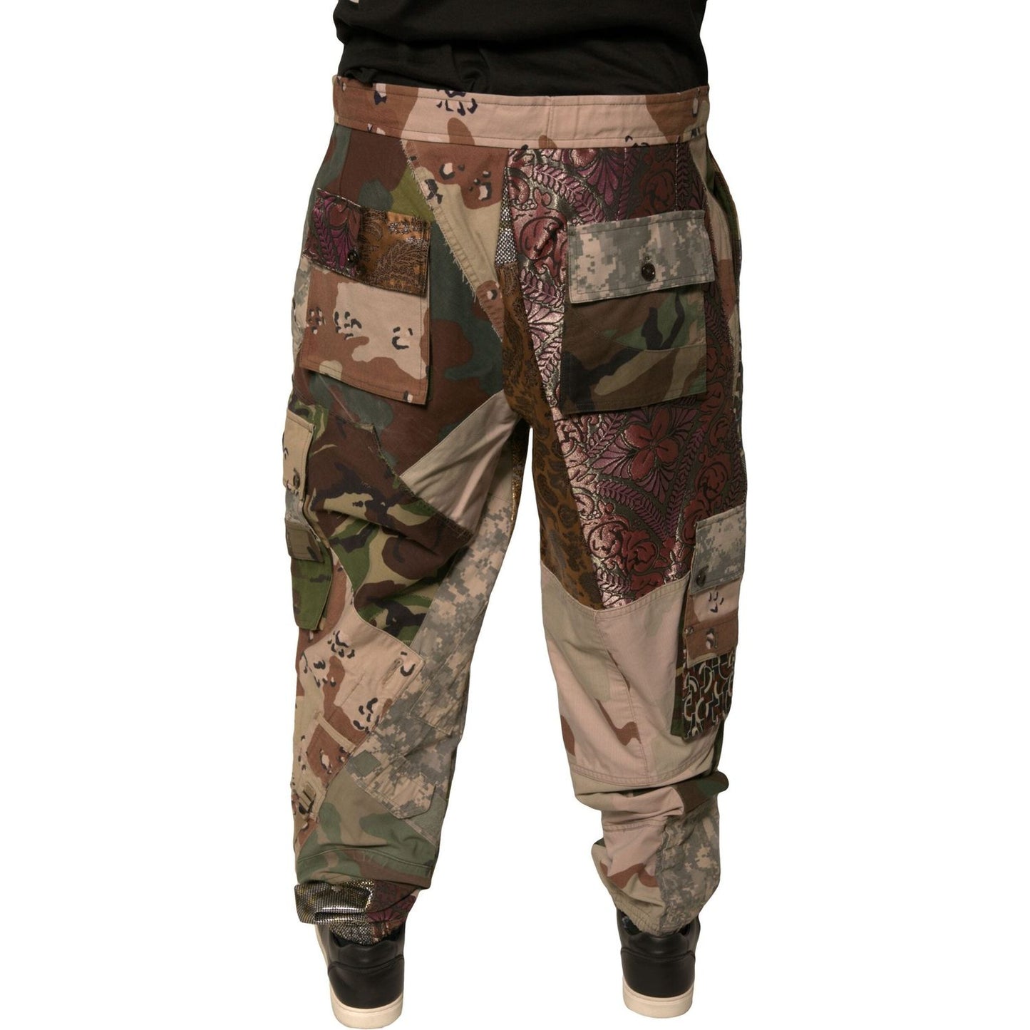 Dolce & Gabbana Multicolor Patchwork Men Jogger Pants PAN75688-48