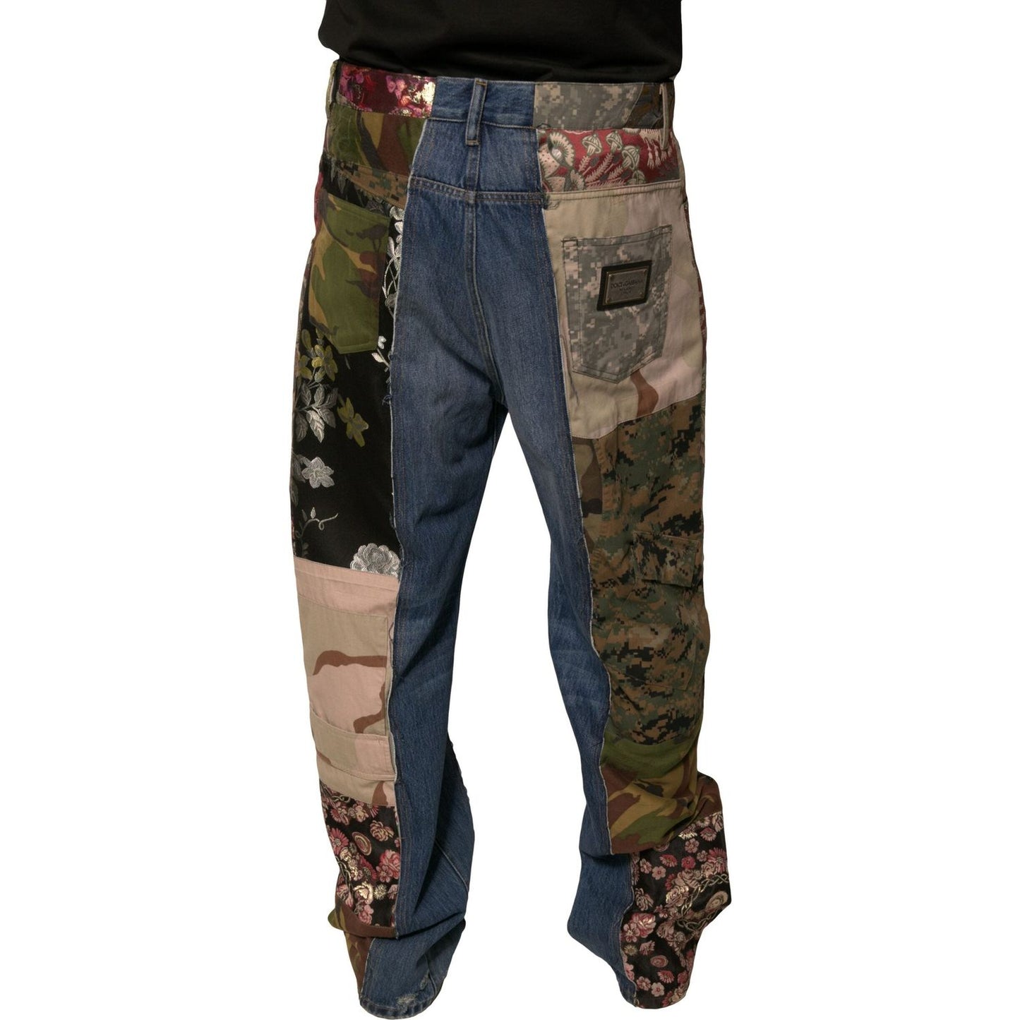 Dolce & Gabbana Blue Patchwork Cotton Straight Denim Jeans PAN75695-48