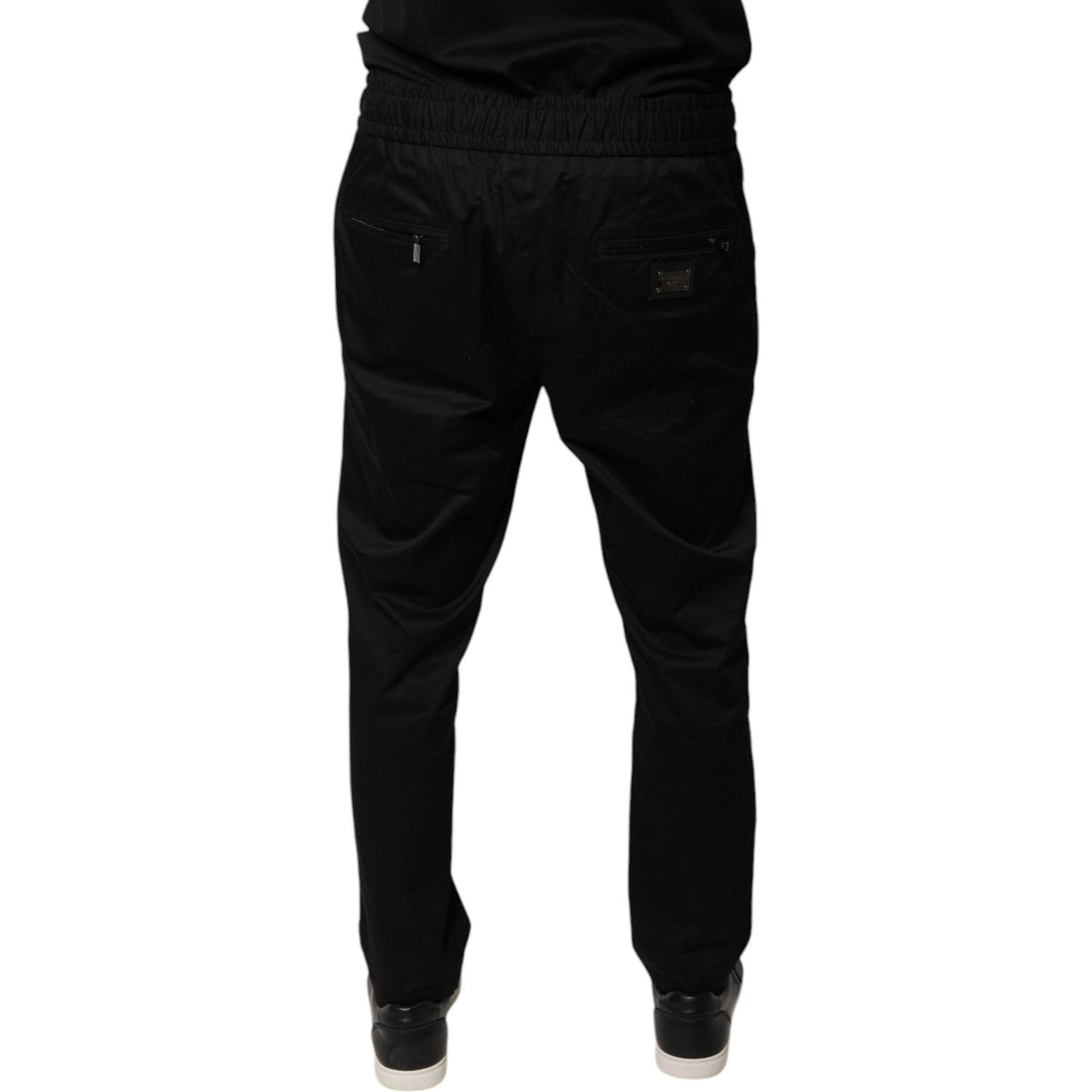 Dolce & Gabbana Black Cotton Stretch Skinny Sweatpants Pants PAN75813-48