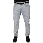 Dolce & Gabbana Light Blue Cotton Tattered Skinny Denim Jeans PAN75856-52