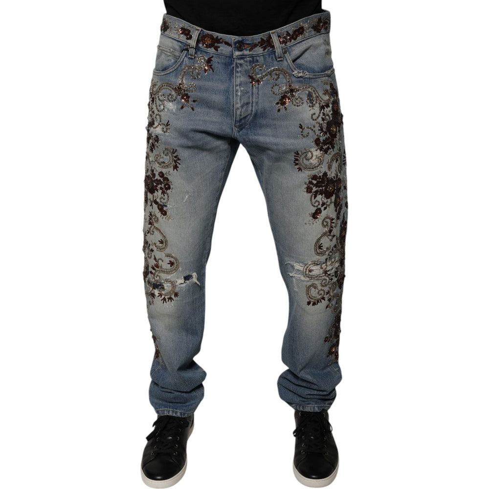 Dolce & Gabbana Light Blue Embroidered Skinny Denim Jeans