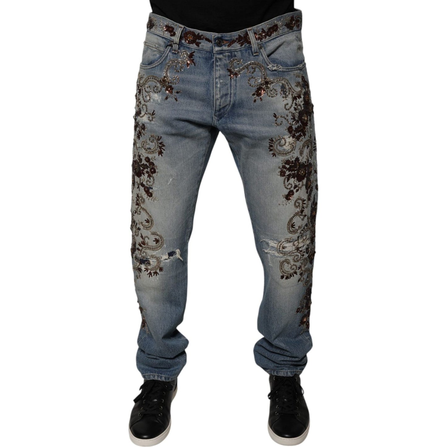 Dolce & Gabbana Light Blue Embroidered Skinny Denim Jeans