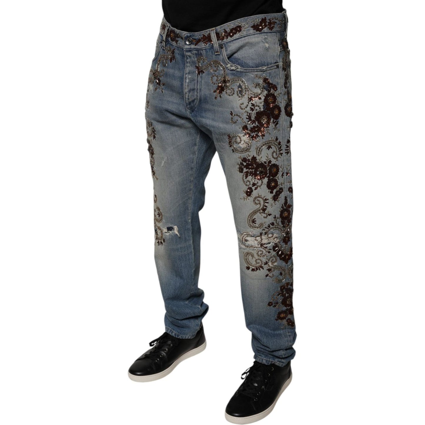 Dolce & Gabbana Light Blue Embroidered Skinny Denim Jeans