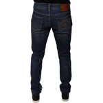 Dolce & Gabbana Dark Blue Cotton Logo Skinny Denim Jeans PAN75863-48