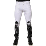 Dolce & Gabbana White Black Logo Cotton Skinny Denim Jeans