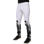Dolce & Gabbana White Black Logo Cotton Skinny Denim Jeans