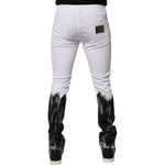 Dolce & Gabbana White Black Logo Cotton Skinny Denim Jeans